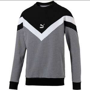 PUMA Men's Trend MCS Crewneck Sweatshirt Cotton Black/Houndstooth Sz S
